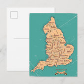 Oost-Engeland Kaart van de Graafschappen in Retro (Voorkant / Achterkant)
