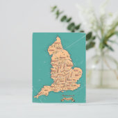 Oost-Engeland Kaart van de Graafschappen in Retro (Staand voorkant)