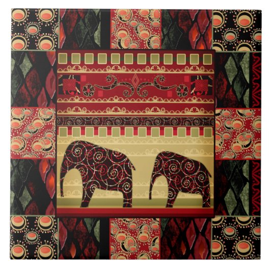 Oost-etnisch nationaal patroon . Patchwork . Tegeltje (Voorkant)