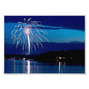 Oost-Gull Lake vuurwerk boven baai Foto Afdruk