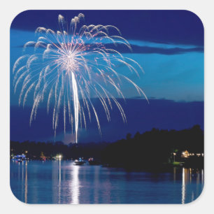 Oost-Gull Lake vuurwerk boven baai Vierkante Sticker