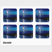 Oost-Gull Lake vuurwerk boven baai Vierkante Sticker (Vel)