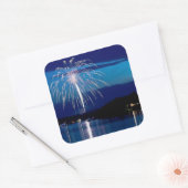Oost-Gull Lake vuurwerk boven baai Vierkante Sticker (Envelop)