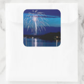 Oost-Gull Lake vuurwerk boven baai Vierkante Sticker (Tas)