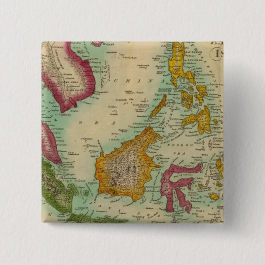 Oost-India Vierkante Button 5,1 Cm (Voorkant)