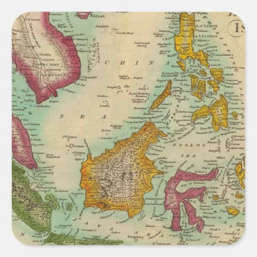 Oost-India Vierkante Sticker (Voorkant)