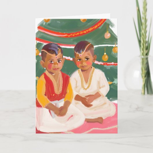 Oost-Indische kinderen met kerst Bedankkaart (Voorkant)