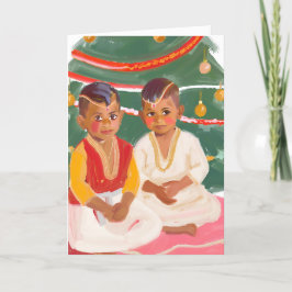 Oost-Indische kinderen met kerst Bedankkaart