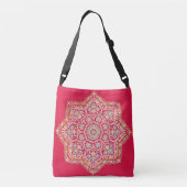 Oost-Indische Mandala Geometrisch op rood Crossbody Tas (Achterkant)