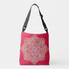 Oost-Indische Mandala Geometrisch op rood Crossbody Tas