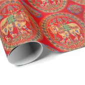 Oost-Indische olifantendruk Cadeaupapier (Rol Hoek)