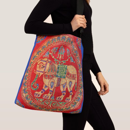 Oost-Indische olifantendruk Crossbody Tas (Dichtbij)