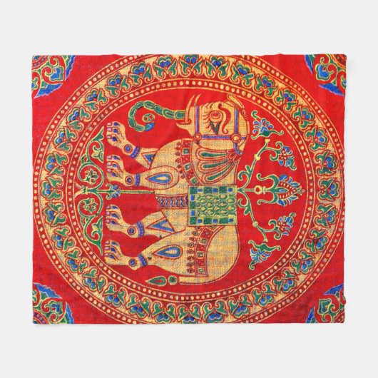 Oost-Indische olifantendruk Fleece Deken (Voorkant (Horizontaal))
