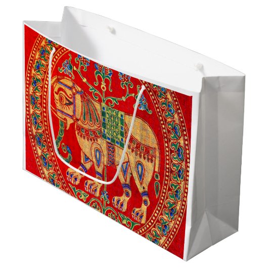 Oost-Indische olifantendruk Groot Cadeauzakje (Voorkant Gekanteld)