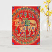 Oost-Indische olifantendruk Kaart (Gele Bloem)