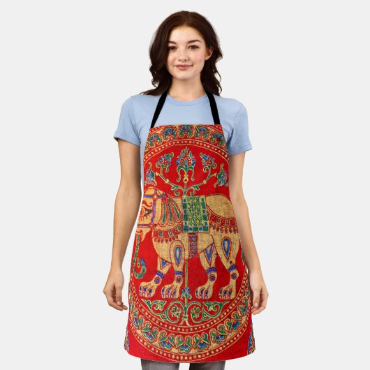 Oost-Indische olifantendruk Schort (Gedragen)