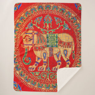 Oost-Indische olifantendruk Sherpa Deken