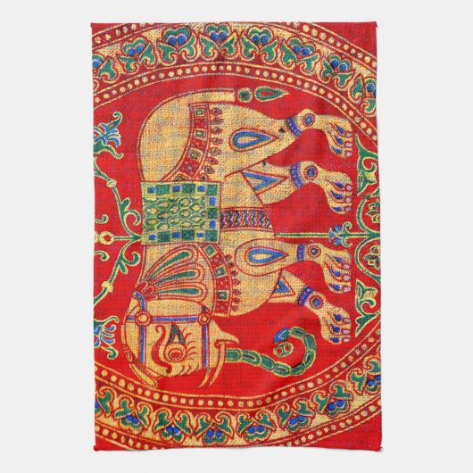 Oost-Indische olifantendruk Theedoek (Verticaal)