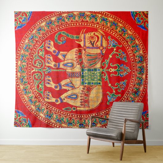 Oost-Indische olifantendruk Wandkleed (In Situ (horizontaal))