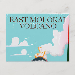 oost molokai vulkaan vintage Hawaii reisposter Briefkaart