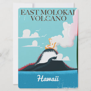 oost molokai vulkaan vintage Hawaii reisposter Kaart
