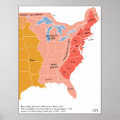 Oost-Noord-Amerikaanse kaart in 1775 Poster (Voorkant)
