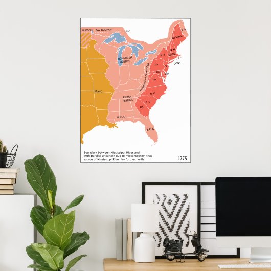 Oost-Noord-Amerikaanse kaart in 1775 Poster (Thuiskantoor)