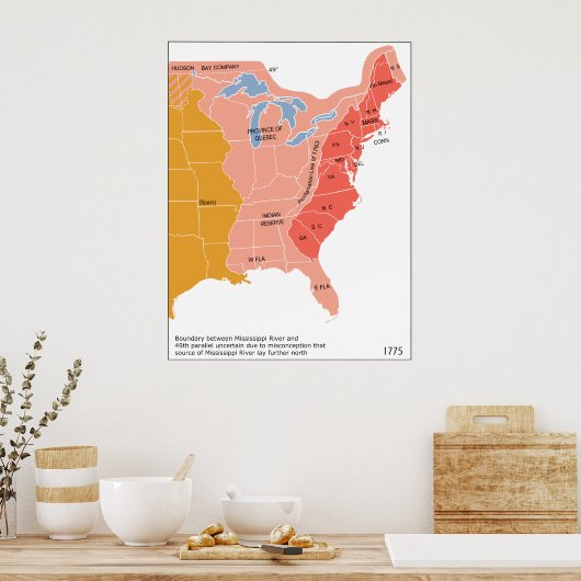 Oost-Noord-Amerikaanse kaart in 1775 Poster (Keuken)
