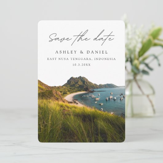 Oost Nusa Tenggara Save the Date Nederland Bruilof Kaart (Staand voorkant)