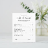 Oost of nooit | Bachelorette Party Game Kaart (Staand voorkant)