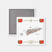 Oost-Timor - Kaart + Flaga Magnet (Voorkant / Achterkant)