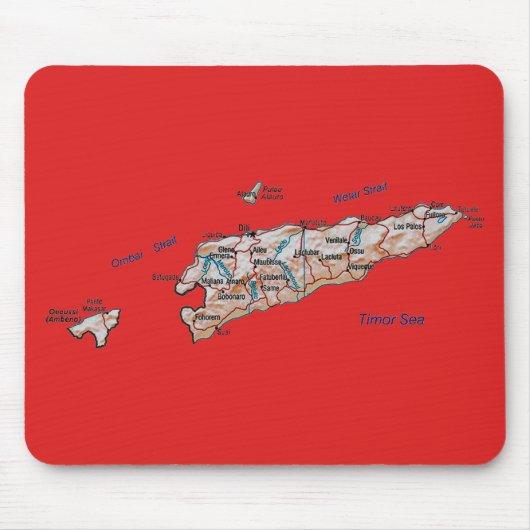 Oost-Timor Map Mousepad Muismat (Voorkant)