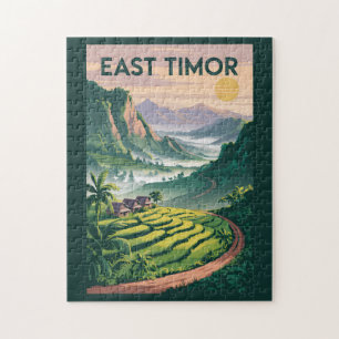 Oost-Timor Velden Illustratie Reis Kunst Vintage Legpuzzel
