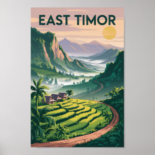 Oost-Timor Velden Illustratie Reis Kunst Vintage Poster
