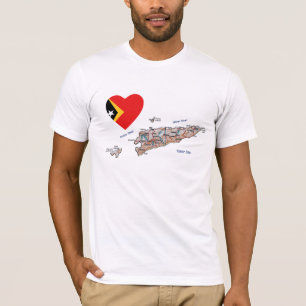 Oost-Timor Vlag Hart en Kaart T-Shirt