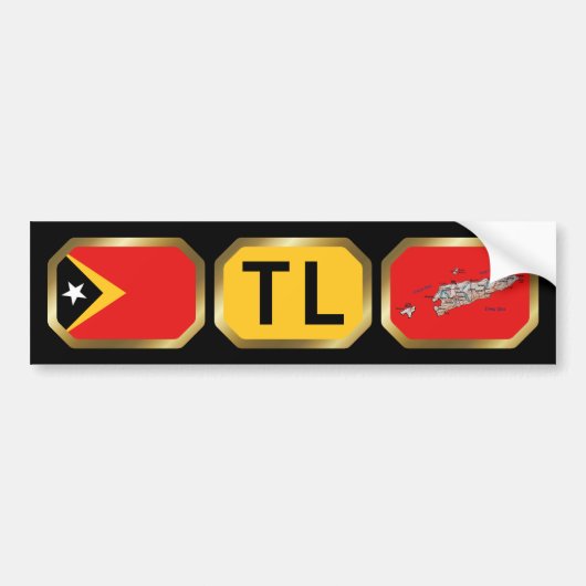 Oost-Timor Vlag kaart code bumpersticker (Voorkant)