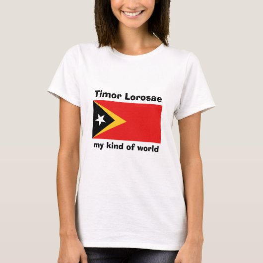 Oost-Timor Vlag + Kaart + Tekst T-shirt (Voorkant)