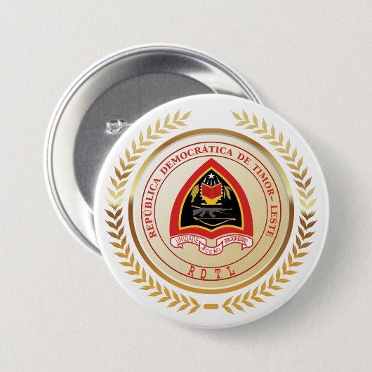 Oost-Timor Wapenschild Ronde Button 7,6 Cm (Voorkant /achterkant)