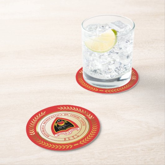 Oost-Timor Wapenschild Ronde Kartonnen Onderzetter (Insitu)