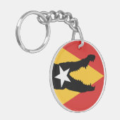 Oost-Timorese Krokodil Nationale Dierenvlag Sleutelhanger (Voorkant Links)