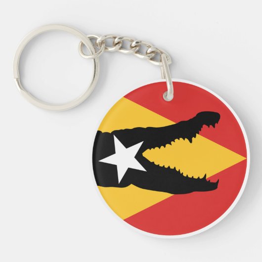 Oost-Timorese Krokodil Nationale Dierenvlag Sleutelhanger (Voorkant)
