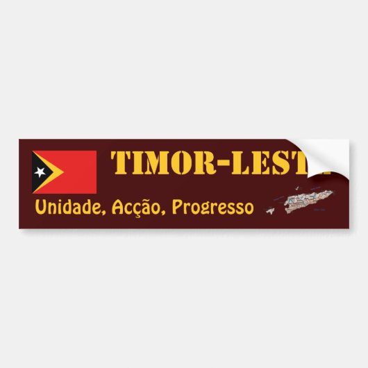 Oost-Timorese Vlag + Landkaart Bumpersticker (Voorkant)