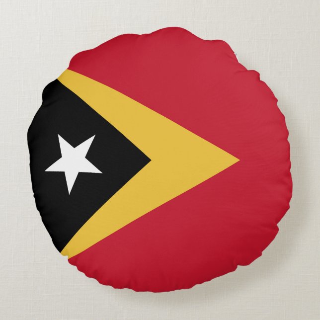 Oost-Timorese vlag Rond Kussen (Achterkant)
