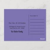 Oost-Turkije, Thanksgiving diner Briefkaart (Achterkant)