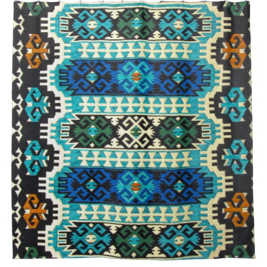 oost-Turks Perzisch tapijtblauw Douchegordijn (Voorkant)