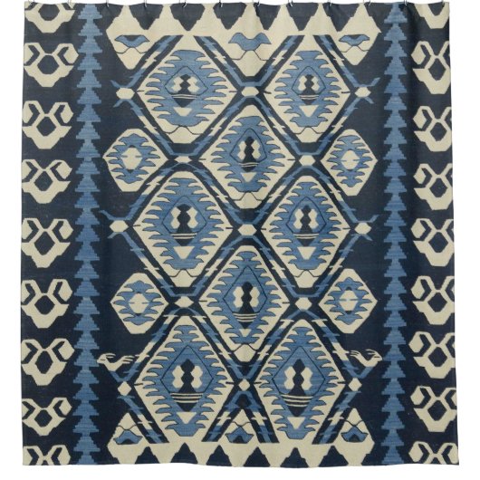 oost-Turks Perzisch tapijtblauw Douchegordijn (Voorkant)