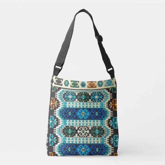  oost-Turks perzisch tapijtblauw groen Crossbody Tas (Voorkant)