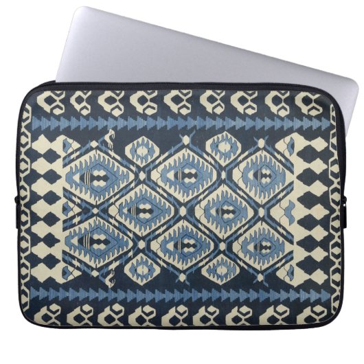 oost-Turks Perzisch tapijtblauw Laptop Sleeve (Voorkant)
