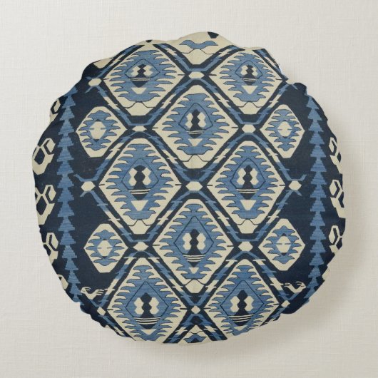 oost-Turks Perzisch tapijtblauw Rond Kussen (Achterkant)