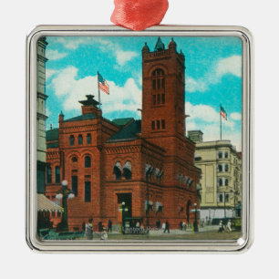 Oost-Uitzicht uit K St. Kijken naar Post Kantoor Metalen Ornament